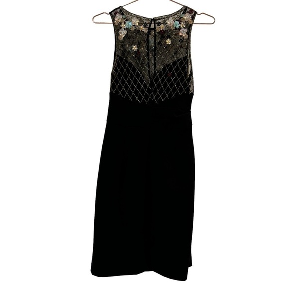 PARKER BLACK Floral Beaded Rouched Side Black Dress - Picture 8 of 12